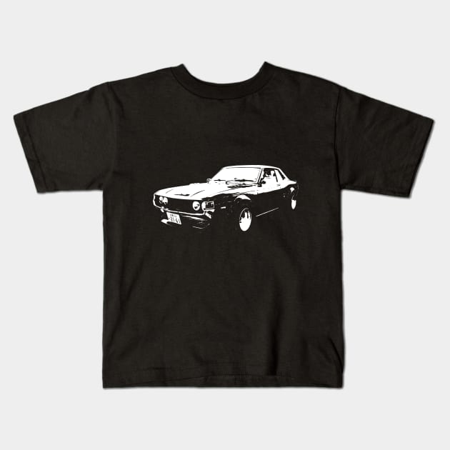 1976 Toyota Celica white Kids T-Shirt by GrizzlyVisionStudio